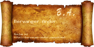 Bervanger Andor névjegykártya