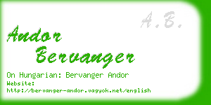 andor bervanger business card